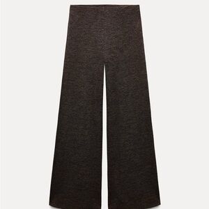 NWOT ZARA BROWN WIDE LEG PIQUE PANTS- Medium never worn